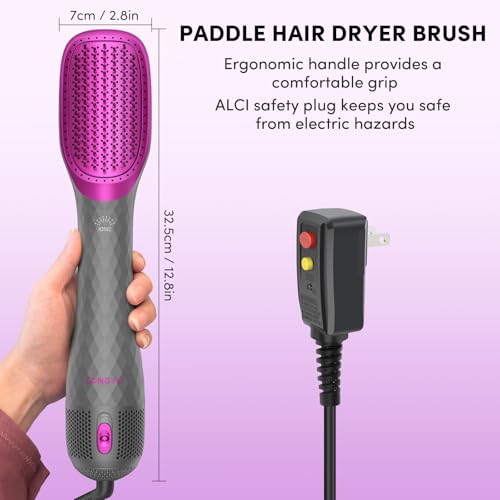 Longyu 3-in-1 Hair Dryer Brush & Straightener 1200W