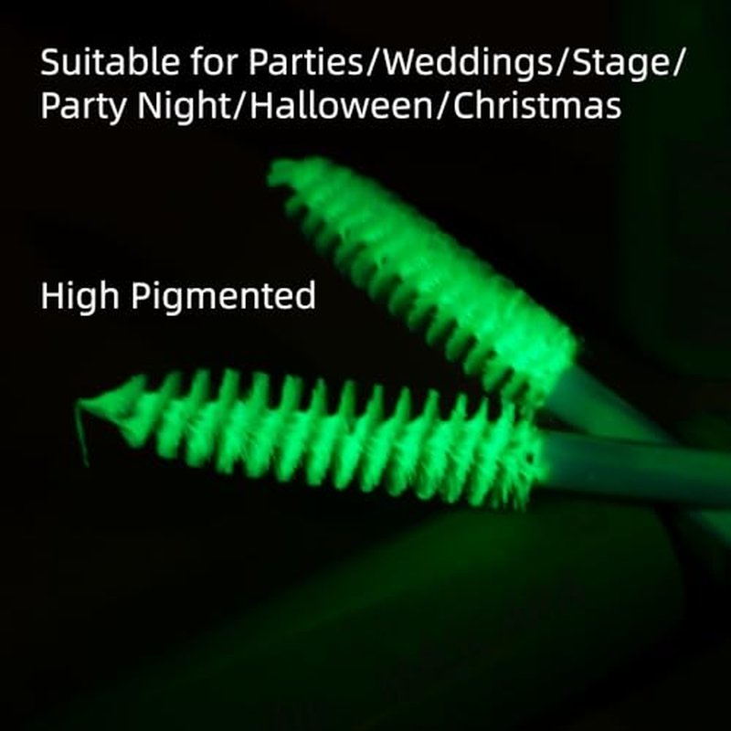 6 Colors Fluorescent Mascara, Glow Colored Mascara, Parties, Weddings, Stage Use, Party Night, Halloween Christmas Parties, High Pigmented, Apply to Eyelashes/Eyebrows/Hair (Green)