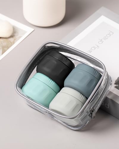 TSA Approved Travel Containers 4 Pack, Refillable Silicone Jars