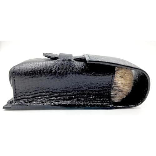 Parker Genuine Leather Shaving Brush Case ? Handmade Black Travel Holder for Standard Badger, Boar & Synthetic Brushes
