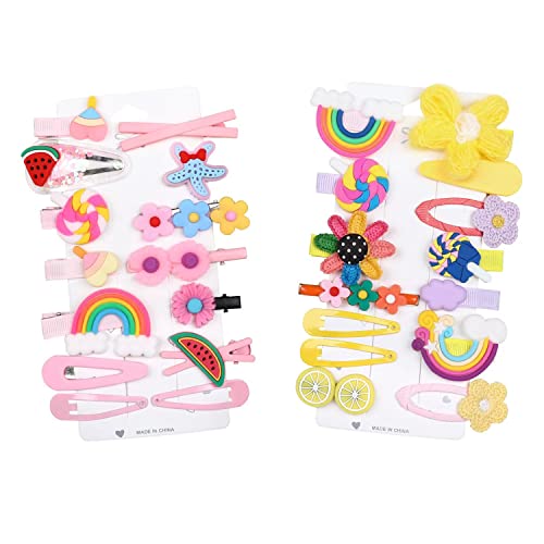 28PCS Cute Hair Clips for Girls,Colorful Non-slip Flower Rainbow Fruit Animal Snap Baby Hair Clips Hair Accessories for Girls Toddlers Kids Teens by Yerpkefey(A1)