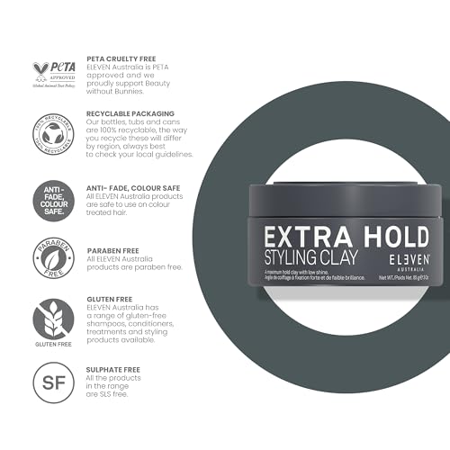 ELEVEN AUSTRALIA Hair Clay - Maximum Hold Matte Finish, 3 oz