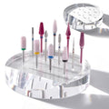 MelodySusie 12 Holes Acrylic Nail Drill Bit Holder Round 3/32 Inch - Clear Organizer for Nail Salon & Home Use