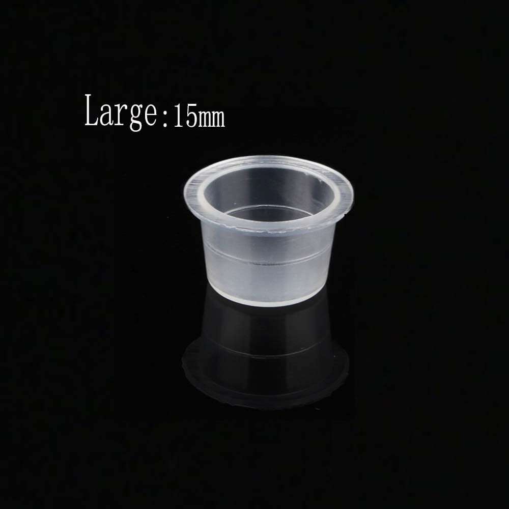 Tattoo Ink Caps Cups - Disposable Tattoo Ink Cups Pigment Ink Caps,Tattoo Machine, Supplies,Tattoo Needles (Large.15mm—100PCS