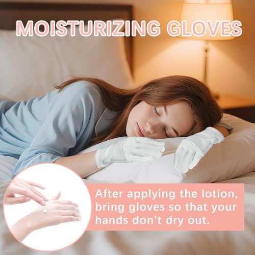 White Cotton Moisturizing Gloves for Dry Hands & Eczema (42 Pairs)