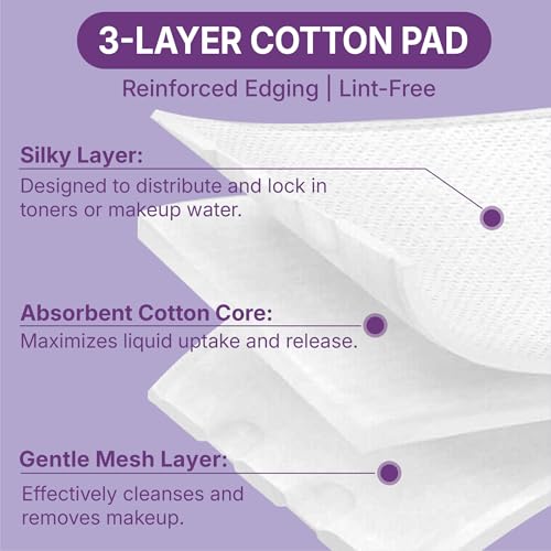 Extra Large Cotton Pads 3x3 Inch, 70 Count - Lint-Free