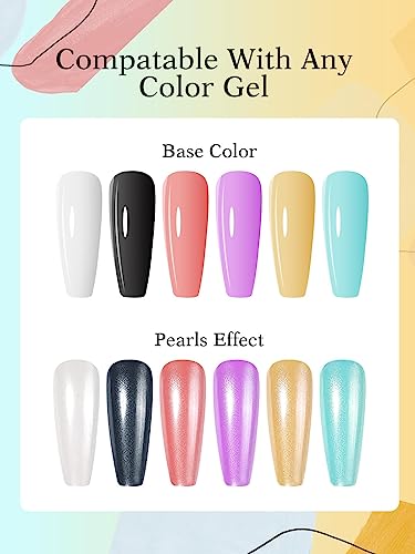 BISHENGYF Pearl Chrome Nail Powder:【Super Mirror Effect】White Pearl Chrome Nail Powder Ice Transparent Aurora Chrome Nail Powder for Nails Art DIY