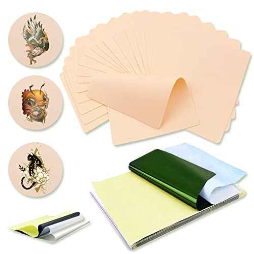 Combofix 20Pcs Tattoo Practice Skin Kit - 1mm Double Side Blank Tattoo Skin 10Pcs Transfer Paper 10Pcs, Practice Kit Including Fake Skin Stencil Paper for Beginners, Artists, Tattooing Supplies