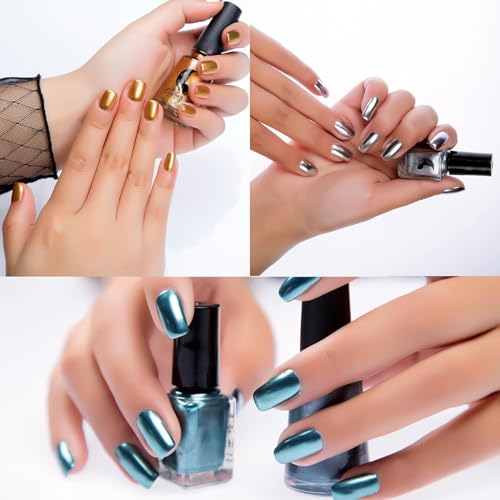 IMGDD Champagne Gold Metallic Mirror Nail Polish 12# 6ml Long-Lasting Quick Dry