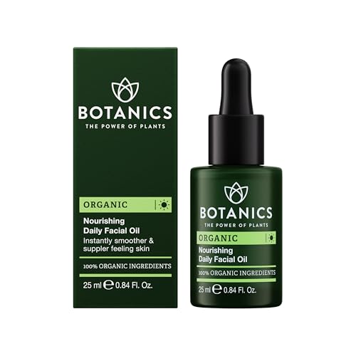Botanics Facial Oil for Men - Nourishing Daily Face & Beard Oil for Dry Skin - Enriched with Argan & Rosehip Oils - Lightweight & Non-Greasy Men's Skincare - Vegan, Cruelty Free (0.84 Fl Oz)