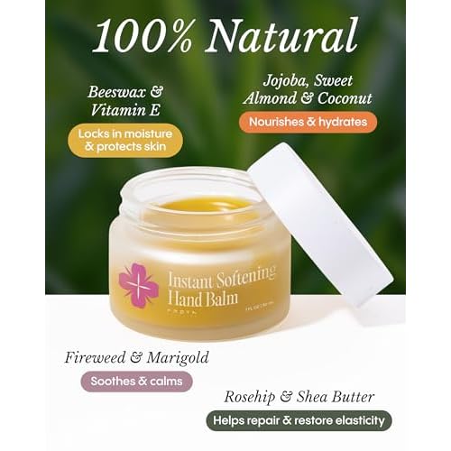 FR¨ªYA Organics Instant Softening Hand Balm | Instant Softening with Shea Butter, Jojoba & Rosehip | Long-Lasting Moisture & Smooth Feel | Non-Sticky Formula for Dry or Rough Hands | 30ml