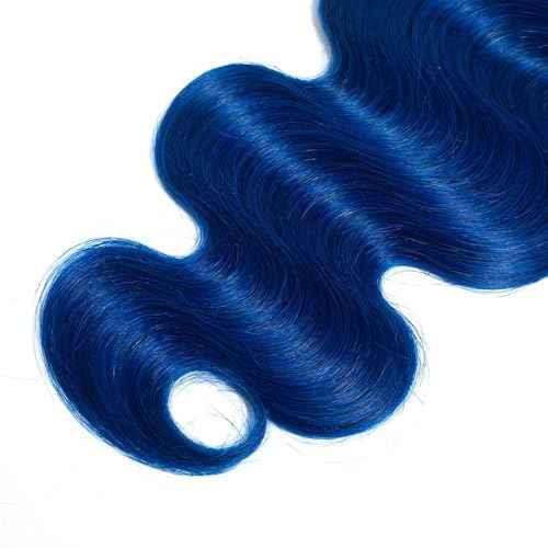 Human Hair Bundles T1B/Blue Color Body Wave Bundles Unprocessed Brazilian Virgin Human Hair 10 12 14 Inch 3 Bundles Quick Weave Human Hair Extensions (T1B/Blue Body Wave, 10 12 14)