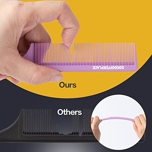 3-Pack Hair Combs with Metal Pick for Braiding & Styling - Pink Purple Green