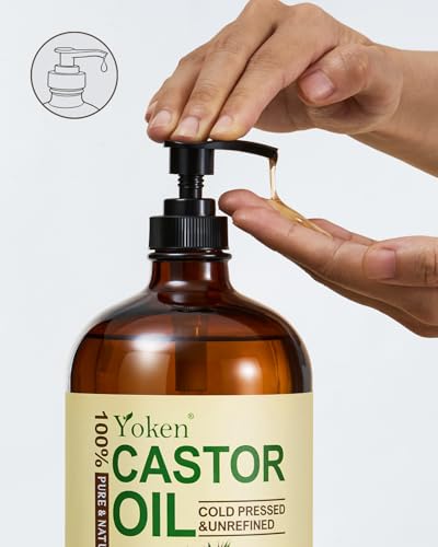 Yoken Organic Castor Oil 32oz - Pure Cold Pressed, EWG Verified