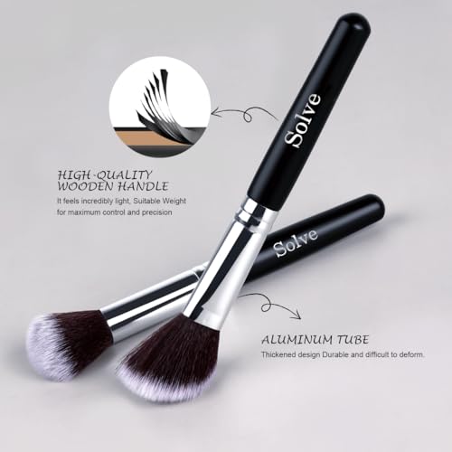 SOLVE 32-Piece Professional Makeup Brush Set with Wooden Handles