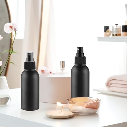 6 Pack 120ml/4oz Aluminum Spray Bottle Black Mist Sprayer Metal Spray Bottle Empty Fine Mist Spraying Bottles for Perfume Cleaning Essential Oil