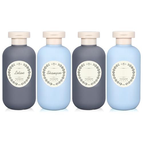 METAPACK 6.8oz Travel Bottles 4-Pack with Flip Top & Labels
