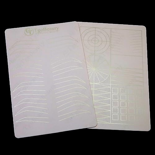 Silicone Eyebrow Practice Skin Double Sides Permanent Makeup Microblading Practice Fake Skins for Tattoo Beginners and Artists (2pcs Pink Pad with Golden Outline)
