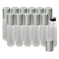 12-Pack Frosted Clear Glass Roller Bottles with Brushed Silver Leakproof Caps ? Premium Quality Empty Roll-On Bottles for Essential Oils, Perfumes, Serums, DIY Aromatherapy & Beauty Products