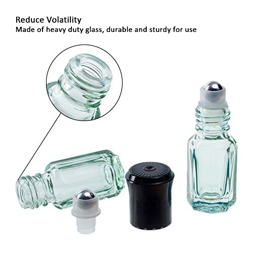 BENECREAT 14 Packs 3ml Multi-color Travel Essential Oil Roller Bottle Mini Glass Cosmetic Vials with Opener, Dropper and Funnel for Essential Oils Perfumes Aromatherapy