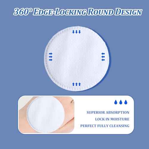 Round Cotton Pads for Face 120 Count, ISHOWBEST Boxed Makeup Remover Cotton Pad, 100% Pure & Natural Facial Cleansing Round Pads, Hypoallergenic, Lint-Free