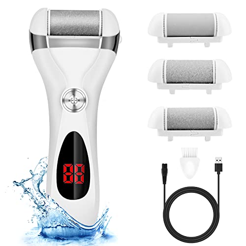 Elmchee Electric Foot Callus Remover Kit - Rechargeable Foot File with 3 Heads