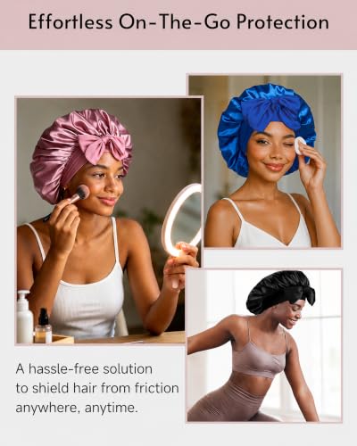 Yanideer Gold One Size Satin Bonnet Set for Curly Hair – Sleep & Protect