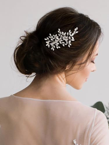 SWEETV Bridal Hair Comb - Crystal Rhinestone & Pearl Wedding Clip