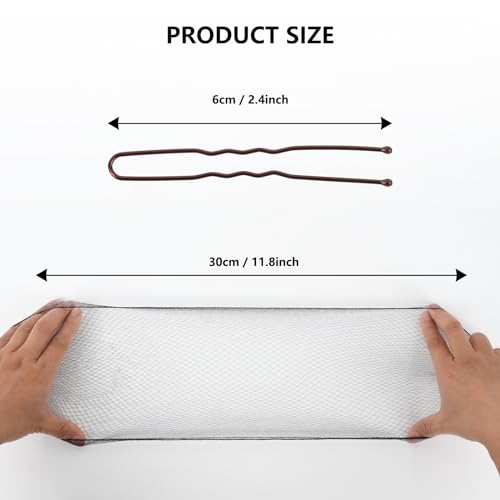 FVOLREM Black Hair Net Set - 20 Inch Invisible Nets & 40 U Pins for Hair Styling