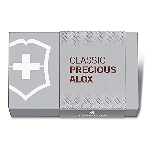 Victorinox Classic SD Precious Alox Swiss Army Knife, Compact 5 Function Swiss Made Pocket Knife with Small Blade, Screwdriver and Key Ring - Hazel Brown