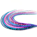 Purple Pink & Turquoise Feather Hair Extensions - 9-14" Boho Style
