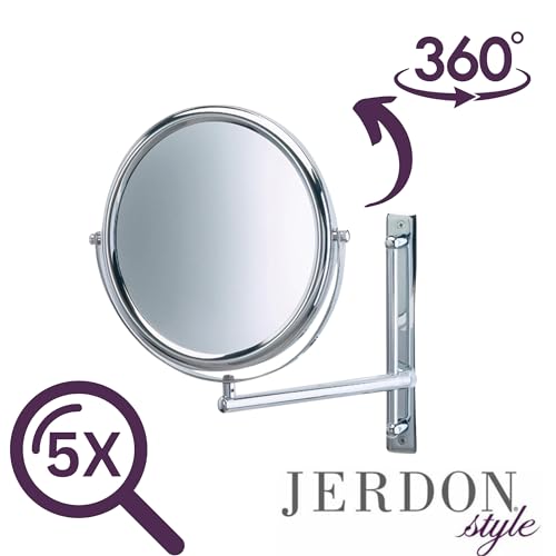 JERDON Two-Sided Wall-Mounted Makeup Mirror with 3X-1X Magnification ?9¡± Diameter Mirror Extends 9¡± ? Polished Chrome Finish - Model JP3030CF