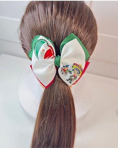 1st Edition Mexican Hair Bow | Small Handmade Red, White & Green
