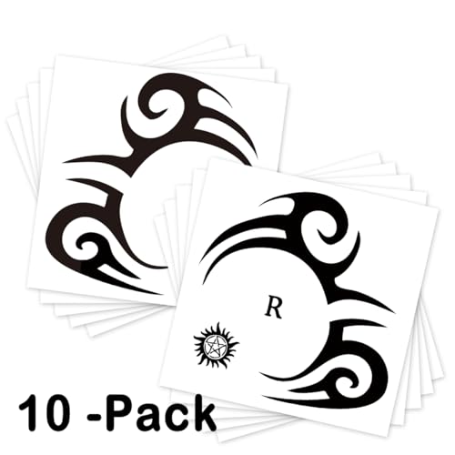 Tribal Face Tattoo Stickers - 10-Pack Temporary Tattoos for Halloween