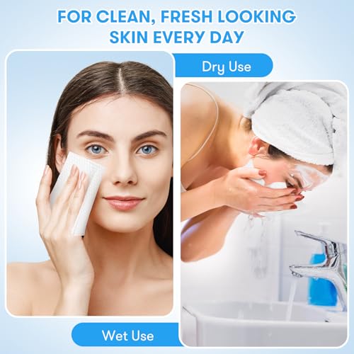 Disposable Face Towel, XL Facial Towelettes Soft Thick Absorbent, Lint-Free Biodegradable Makeup Remover Dry Wipes for Skin Care Washing Drying Nursing Camping Travel Essentials, 25 Ct