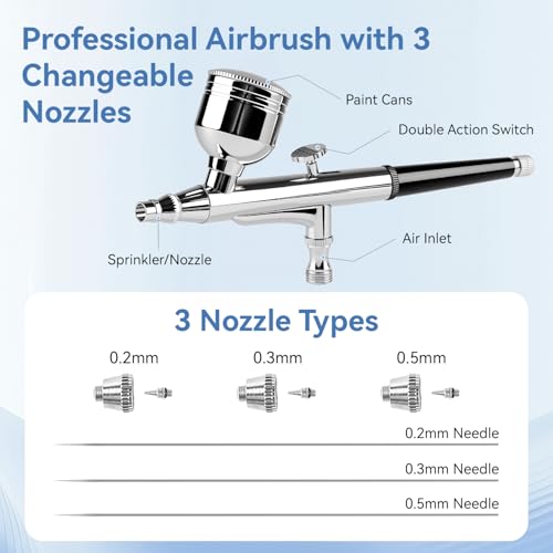 Professional Airbrush Kit with 3 Nozzles for Nails & Art