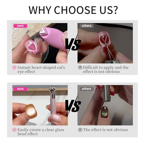 Pink Cat Eye Nail Magnet Set 5pcs 3-in-1 Magnetic Nail Art Kit for Beginners