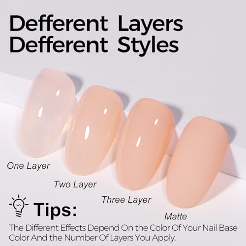 TOMICCA Sheer Nude Gel Nail Polish - 15ml Jelly Translucent UV LED Polish