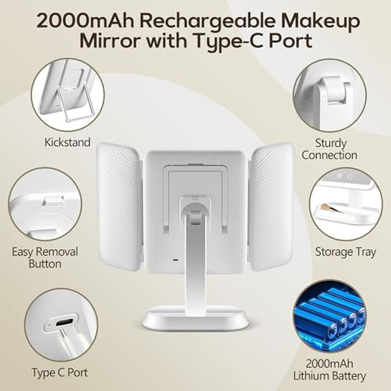 GOMIPURU Lighted Makeup Mirror with 30X/10X/5X Magnification