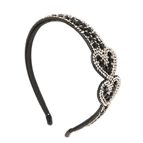 Gmmidea Heart Rhinestone Headbands for Women Girls Bling Sparkly Diamond Headband Crystal Jeweled Hairband Fashion Birthday Holiday Hair Accessories Black