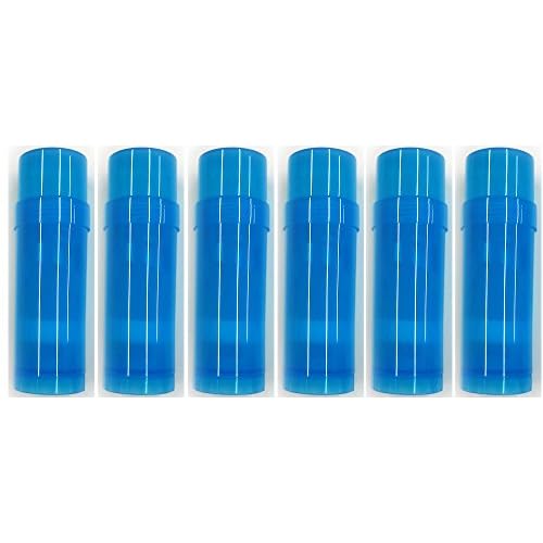 6 ct. Deodorant Twist-up Empty Containers (Blue) - for lotion bar, heel balm etc. (2 oz.)