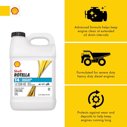 Shell Rotella T4 Triple Protection 15W-40 Diesel Engine Oil, 2.5 Gallon