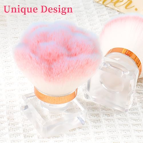 ANGNYA Rose Shaped Soft Nail Dust Brush for Acrylic & Dip Powder with Case