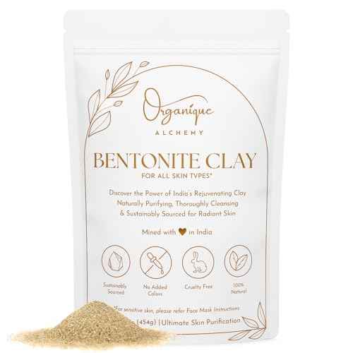 Bentonite Clay Powder For Face, Body & Hair, Deep Pore Cleansing & Detox, Indian Healing Calcium & Sodium Clay, For Masks & Bath 16 oz (454g)