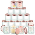 Tioncy 12 Pcs 4oz Empty Cosmetic Container Glass Candles Jars with Rose Gold Lids 100ml Round Small Candle Making Mason Canning Jar for Sample Powder Liquid Camping Travel Storage(Clear)