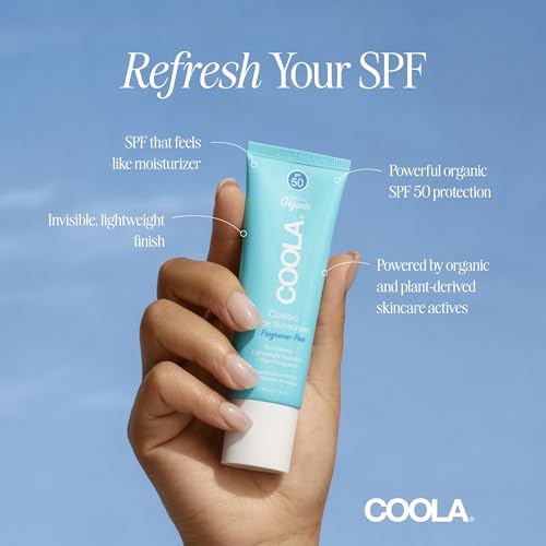 COOLA Organic Face Sunscreen SPF 50 Sunblock Lotion, Dermatologist Tested Skin Care for Daily Protection, Vegan and Gluten Free, Fragrance Free