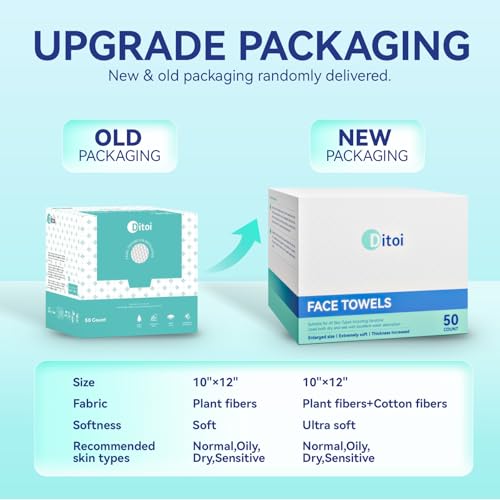Ditoi Disposable Face Towels XL, Soft Cotton Facial Cleansing Cloths, Dry Face Towelettes for Makeup Removal, Sensitive Skin & Daily Skin Care,10"¡¿12", 200 Count (4 Pack)