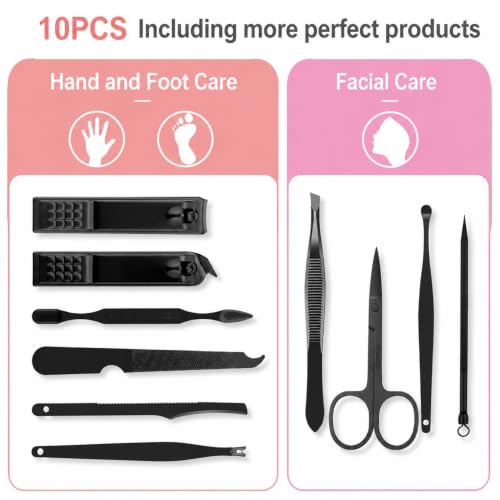 10-Piece Manicure Set - Stainless Steel Nail Clipper Kit with Case