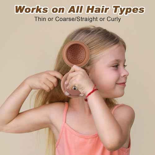 Mini travel hair brush for kids, Round Folding Pocket Mirror small toddler Hair Brush for Boys and Girls,Baby hair detangling brush Massage Hair Brush with Air Cushion for Thick Hair(Brown)