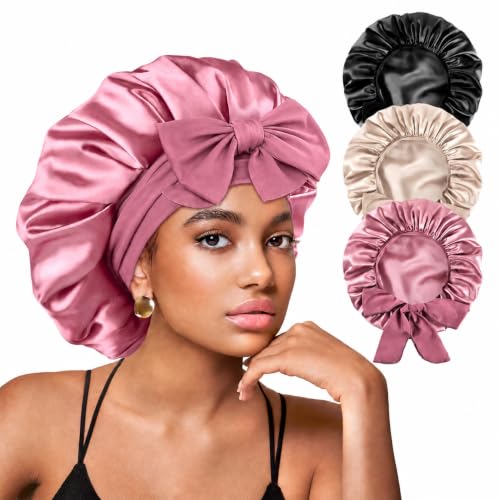 Yanideer Gold One Size Satin Bonnet Set for Curly Hair – Sleep & Protect